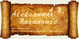 Aleksandar Mašanović vizit kartica